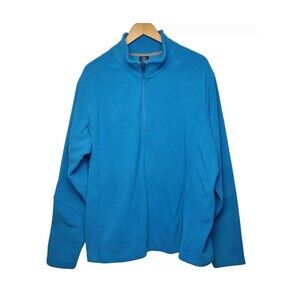 Lands End Men's Half Zip Fleece Pullover Size XL 46-48 Blue Excellent Condition